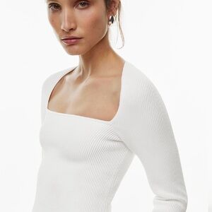 Babaton Sculpt Knit Cultural White Top in XS